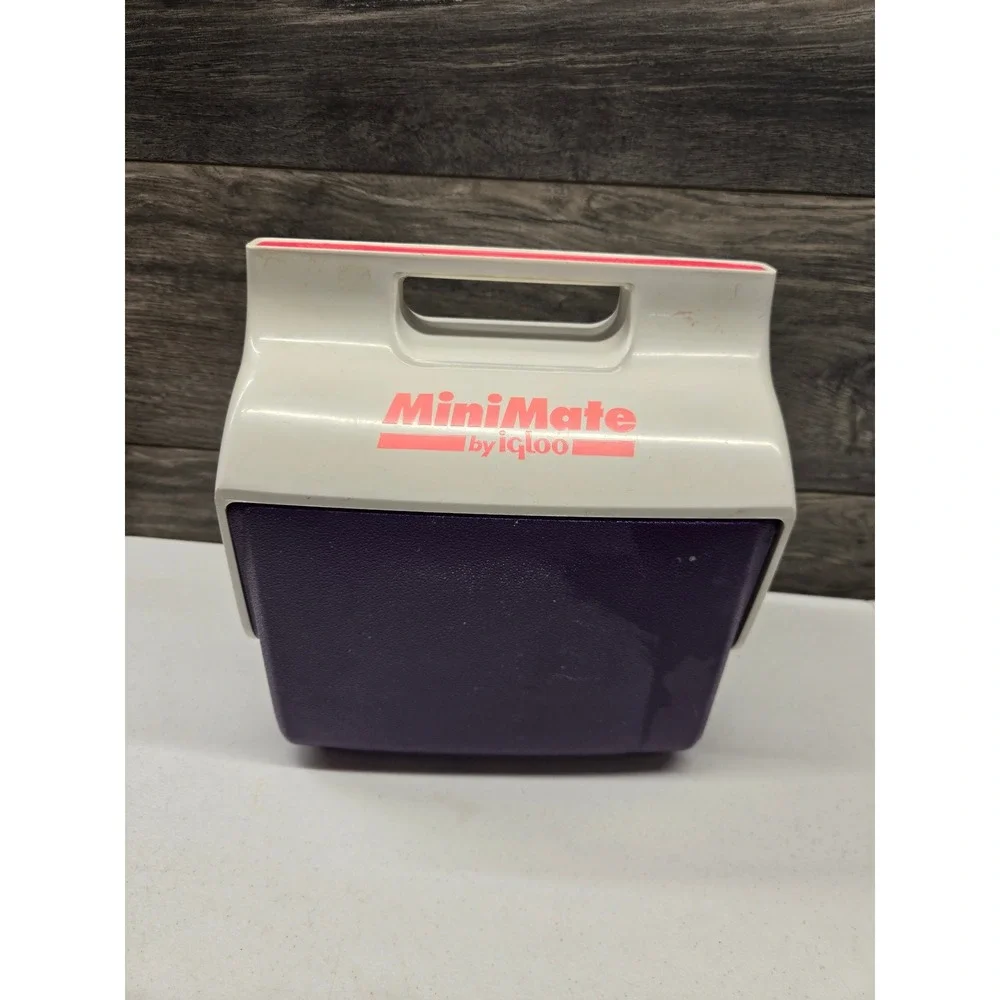 Igloo MiniMate Cooler Vintage Purple White Pink Personal Small Lunch Box 4 Quart